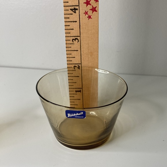 Vintage Bjorkshult Sweden Creamer and Sugar Bowl Set Amber Glass - Picture 4 of 7